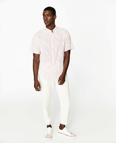 Рубашка в полоску с воротником-стойкой Zara