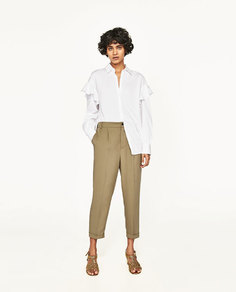 Укороченные брюки с эластичной деталью Zara