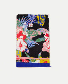 Шарф с вышивкой «плюмети» и цветочным принтом Zara