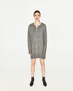 Платье в стиле oversize со шнуровкой спереди Zara