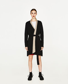 Пальто с воротником-шарфом Zara