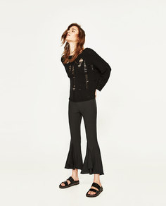 Свитер с вырезом лодочкой и разрывами Zara