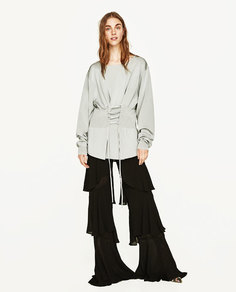 Длинный свитер со шнурами на талии Zara