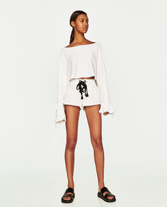 Укороченный свитер с лентами Zara