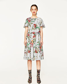 Юбка миди с цветочным принтом Zara