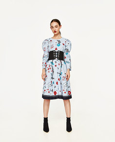 Юбка в полоску с цветочным принтом Zara