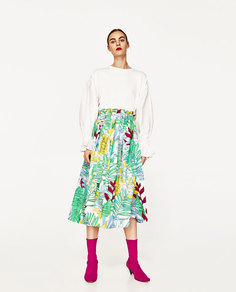 Юбка миди с принтом Zara