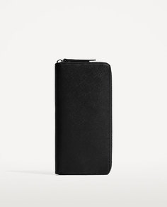 Бумажник объемный черный с эффектом сафьяна Zara