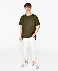 Футболка изо льна объемного покроя Zara