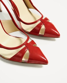 Красные туфли-лодочки с деталями из винила Zara