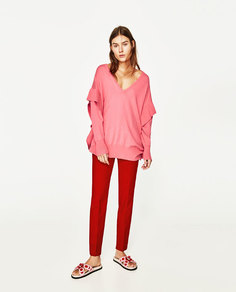 Сандалии с двухцветными деталями, на плоской подошве Zara