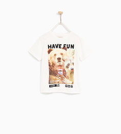 Футболка с надписью "have fun" Zara