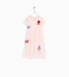 Платье из тюля с цветочной вышивкой Zara