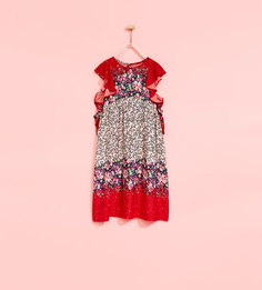 Длинное платье с цветочным узором Zara