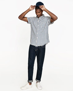 Рубашка в клетку с необработанной кромкой Zara