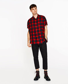Рубашка в стиле oversize в клетку Zara