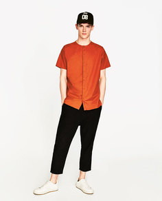 Рубашка в стиле oversize с воротником-стойкой Zara