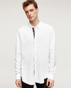 Рубашка из ткани пике с нашивками на локтях Zara