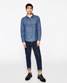 Рубашка с карманом-кенгуру Zara