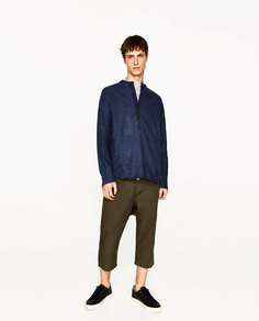 Льняная рубашка с карманами Zara