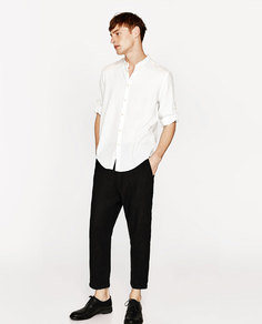 Рубашка в крепированную полоску с воротником-стойкой Zara