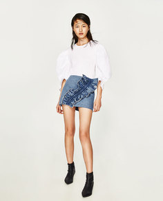 Джинсовая мини-юбка с воланами Zara
