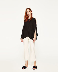 Свитер с открытыми плечами и бантом Zara