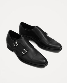 Черные кожаные туфли с двумя пряжками Zara