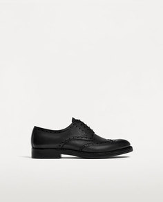 Черные кожаные туфли с перфорацией Zara