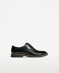 Черные кожаные туфли со шнуровкой Zara