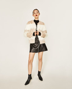 Короткое комбинированное пальто Zara