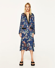 Длинное кимоно с цветочным принтом Zara