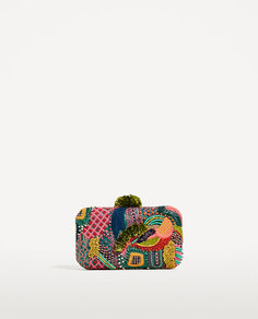 Жесткий клатч из разноцветной ткани Zara
