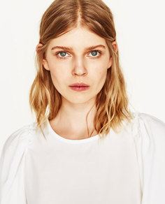 Укороченная рубашка с объемными рукавами Zara