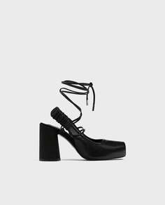 Кожаные туфли без задников, на каблуке Zara