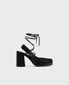Кожаные туфли без задников, на каблуке Zara