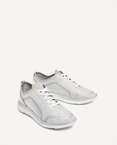 Кроссовки из ткани с блеском Zara