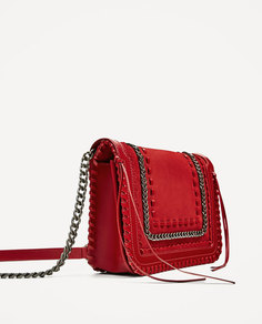 Красная кожаная сумка с плечевым ремнем Zara