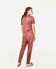 Брюки-джоггеры из искусственной замши Zara