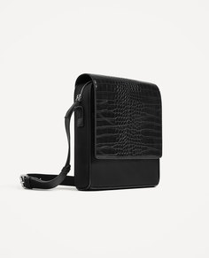 Черная мини-сумка с отделкой под кожу рептилии Zara