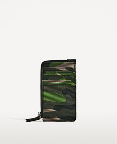 Бумажник для карточек с застежкой на молнию и камуфляжным принтом Zara