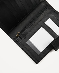 Черный кожаный бумажник для карточек Zara