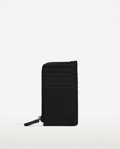 Черный бумажник для карточек с молнией Zara