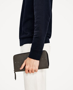 Большой серый бумажник с заклепками Zara