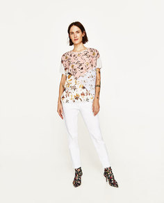 Футболка с цветочным принтом Zara