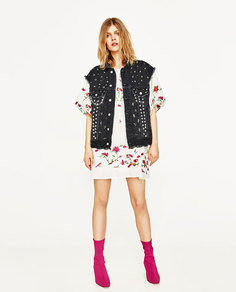 Джинсовый жилет с металлическими деталями Zara