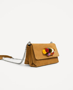 Кожаная сумка с деталью на клапане Zara