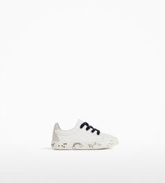 Белые кроссовки с рисунками Zara
