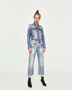 Джинсы с боковыми вставками «череп» Zara