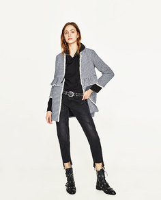 Пальто в клетку виши с воланом Zara